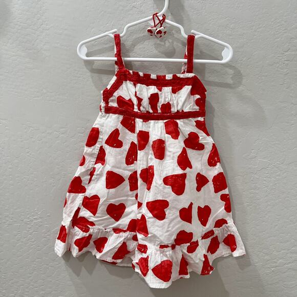 Mini Boden Red Heart Tank Dress & Matching Pigtail Holders - Picture 1 of 8